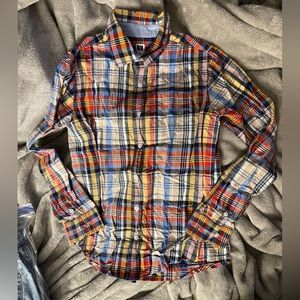 Janie & Jack Boys multi plaid long sleeve button up shirt size 10